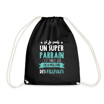 Je suis un super parrain j'ai filleules - Sac de sport léger - noir - Devant