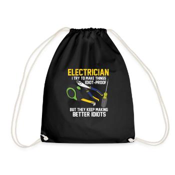 Elektriker Electricians Electrician Dad Spruch - Turnbeutel - Schwarz - Vorne