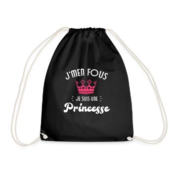 Je m'en fou je suis une princesse - Sac de sport léger - noir - Devant