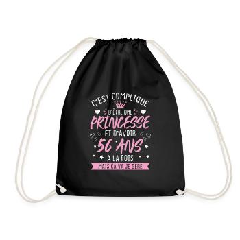 Une princesse et d'avoir 56 ans, Cadeau 56 ans - Sac de sport léger - noir - Devant