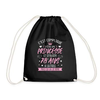 Une princesse et d'avoir 78 ans, Cadeau 78 ans - Sac de sport léger - noir - Devant