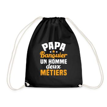 Papa Banquier un homme deux métiers - Sac de sport léger - noir - Devant