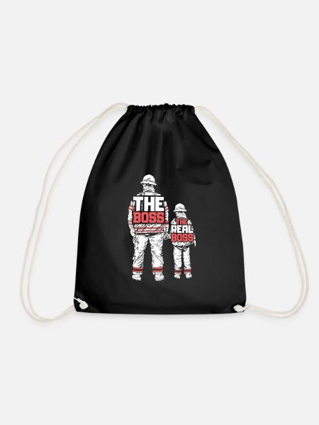 Feuerwehr Vater Sohn Partnerlook - Turnbeutel - Schwarz