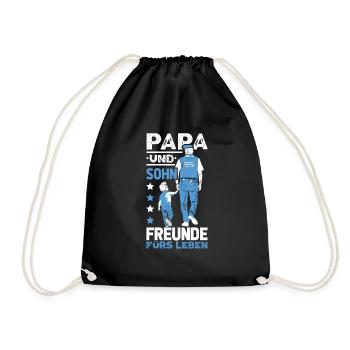 Polizei Papa Sohn Partnerlook - Turnbeutel - Schwarz - Vorne