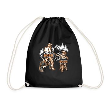 Motocross Vater Sohn Partnerlook Vatertag - Turnbeutel - Schwarz - Vorne