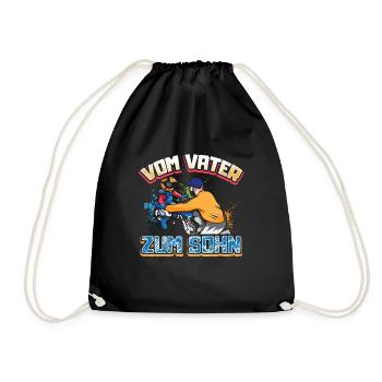 Motocross Vater Sohn Partnerlook Vatertag - Turnbeutel - Schwarz - Vorne