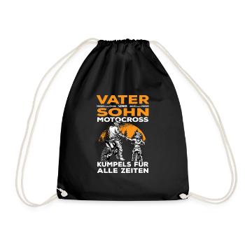 Motocross Vater Sohn Partnerlook Vatertag - Turnbeutel - Schwarz - Vorne