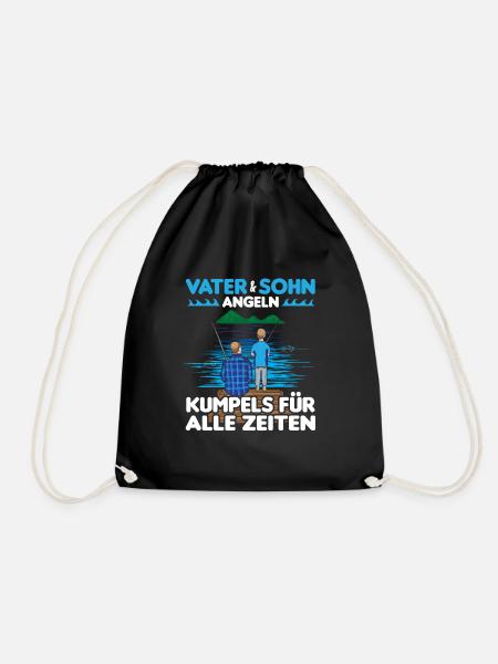 Angeln Vater Sohn Partnerlook - Turnbeutel - Schwarz