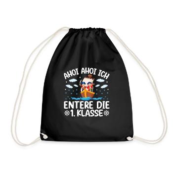 Erstklässler Einschulung Geschenk Pirat - Turnbeutel - Schwarz - Vorne