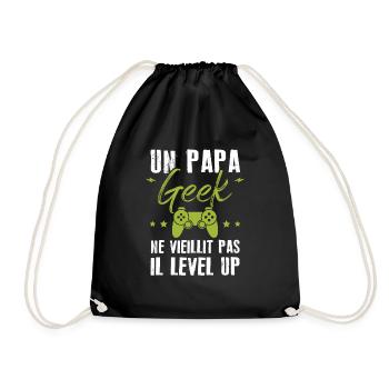 Un papa geek ne vieillit pas il level up - Sac de sport léger - noir - Devant