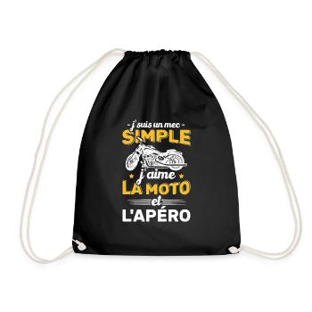 Je Suis Un Mec Simple J'aime La Moto Et L'apéro - Sac de sport léger - noir - Devant