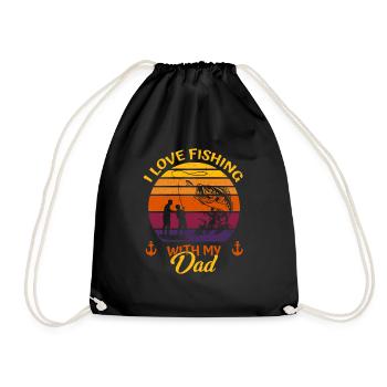 I Love Fishing With My Dad Fishing - for children - Drawstring Bag - black - Front