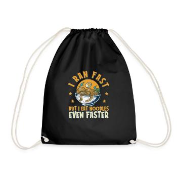 I Run Fast Eat Noodles Even Faster Funny Carb - Drawstring Bag - black - Front