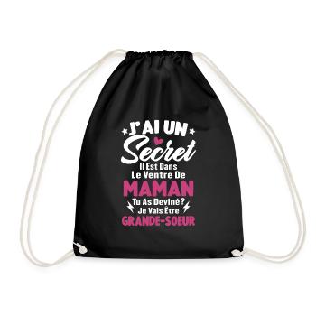 J'ai un secret je vais être grande sœur cadeau - Sac de sport léger - noir - Devant