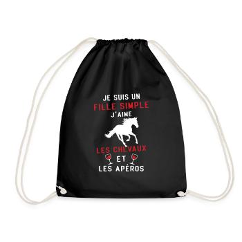 Je suis un fille j'aime les chevaux et les apéros - Sac de sport léger - noir - Devant