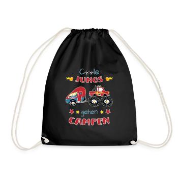 Camping Monster Truck - Coole Jungs gehen campen - Turnbeutel - Schwarz - Vorne