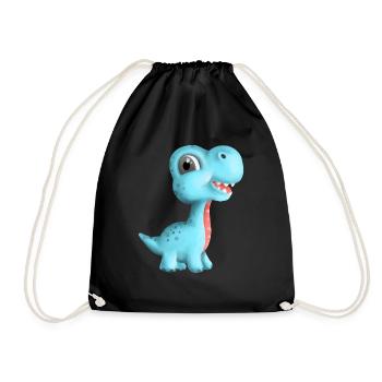 Niedlicher Dino Kleidung für Kinder & Neugeborene - Turnbeutel - Schwarz - Vorne