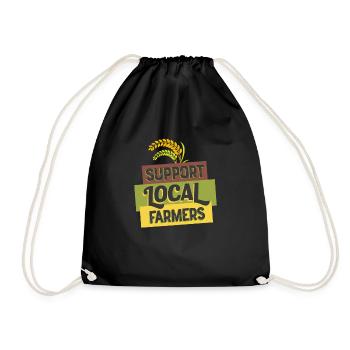 Support Your Local Farmer Grain No Farmers No Food - Turnbeutel - Schwarz - Vorne