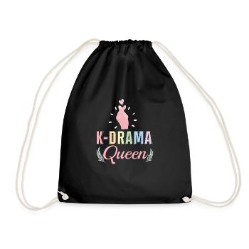 K-Drama Queen Funny K-Pop Korean Drama - Drawstring Bag - black - Front
