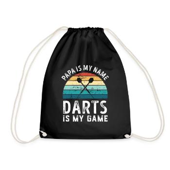 Papa is my Name Darts is my Game Dad Fathers Day - Drawstring Bag - black - Front