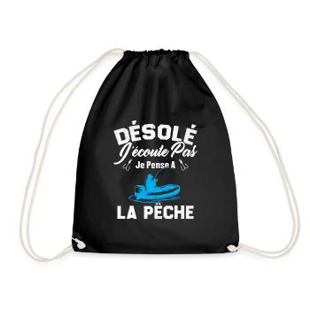 Désolé J'écoute Pas Je Pense A La Pêche Humour - Sac de sport léger - noir - Devant