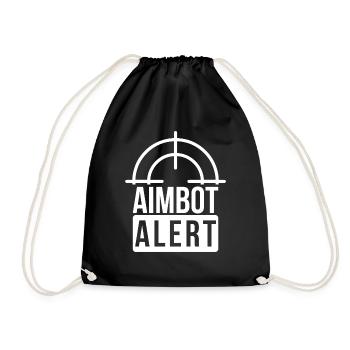Aimbot Alert Cheater Hacker Gamer Streamer Zocken - Turnbeutel - Schwarz - Vorne