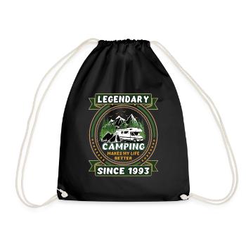 Legendär seit 1993 Camping Geschenk Geburtsjahr - Turnbeutel - Schwarz - Vorne
