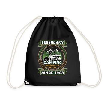 Legendär seit 1988 Camping Geschenk Geburtsjahr - Turnbeutel - Schwarz - Vorne