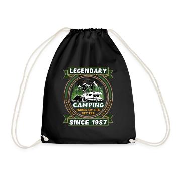 Legendär seit 1987 Camping Geschenk Geburtsjahr - Turnbeutel - Schwarz - Vorne