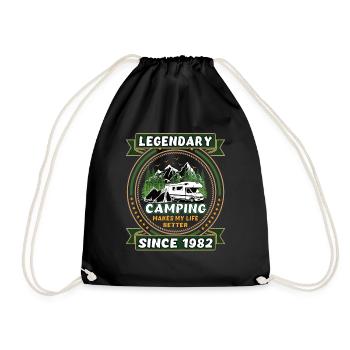Legendär seit 1982 Camping Geschenk Geburtsjahr - Turnbeutel - Schwarz - Vorne