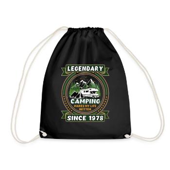 Legendär seit 1978 Camping Geschenk Geburtsjahr - Turnbeutel - Schwarz - Vorne