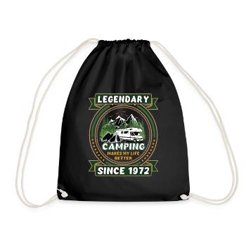Legendär seit 1972 Camping Geschenk Geburtsjahr - Turnbeutel - Schwarz - Vorne