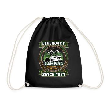 Legendär seit 1971 Camping Geschenk Geburtsjahr - Turnbeutel - Schwarz - Vorne