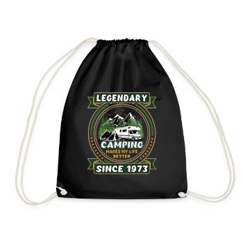 Legendär seit 1973 Camping Geschenk Geburtsjahr - Turnbeutel - Schwarz - Vorne