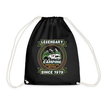 Legendär seit 1979 Camping Geschenk Geburtsjahr - Turnbeutel - Schwarz - Vorne