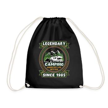 Legendär seit 1985 Camping Geschenk Geburtsjahr - Turnbeutel - Schwarz - Vorne