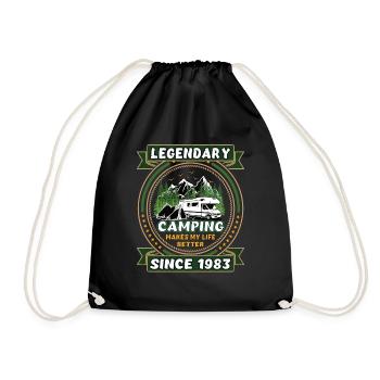 Legendary since 1983 Camping gift year of birth - Drawstring Bag - black - Front