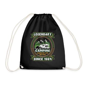 Legendary since 1984 Camping gift year of birth - Drawstring Bag - black - Front