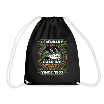 Legendär seit 1963 Camping Geschenk Geburtsjahr - Turnbeutel - Schwarz - Vorne