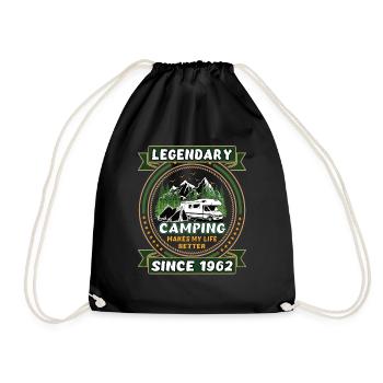 Legendär seit 1962 Camping Geschenk Geburtsjahr - Turnbeutel - Schwarz - Vorne