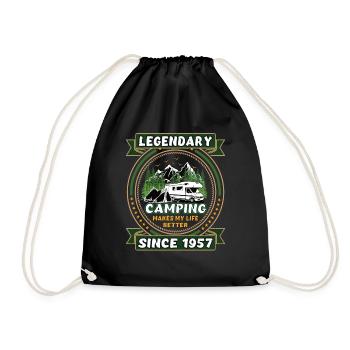 Legendär seit 1957 Camping Geschenk Geburtsjahr - Turnbeutel - Schwarz - Vorne