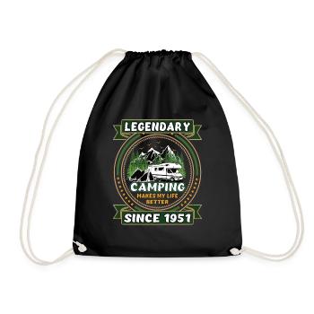 Legendär seit 1951 Camping Geschenk Geburtsjahr - Turnbeutel - Schwarz - Vorne