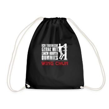 Wing Chun Holzpuppe Haufen Dummies Martial Arts - Drawstring Bag - black - Front