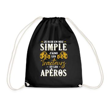 Un Mec Simple J'aime Les Tracteurs Et Les Apéros - Sac de sport léger - noir - Devant