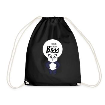 I'm the boss here bear business panda laugh - Drawstring Bag - black - Front