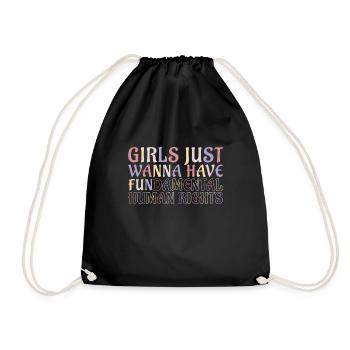 Girls Just Wanna Have Fundamental Human Rights - Drawstring Bag - black - Front