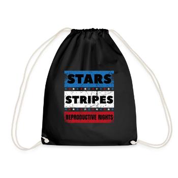 Stars Stripes Reproductive Rights distressed 4th - Drawstring Bag - black - Front