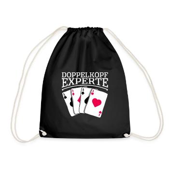 Card Game Double Head Expert Playing Cards - Drawstring Bag - black - Front