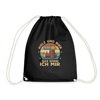 Holz Und Bier Das Gönn Ich Mir Holzarbeiter - Drawstring Bag - black - Front