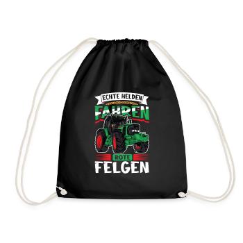 Echte Helden fahren rote Felgen - Turnbeutel - Schwarz - Vorne